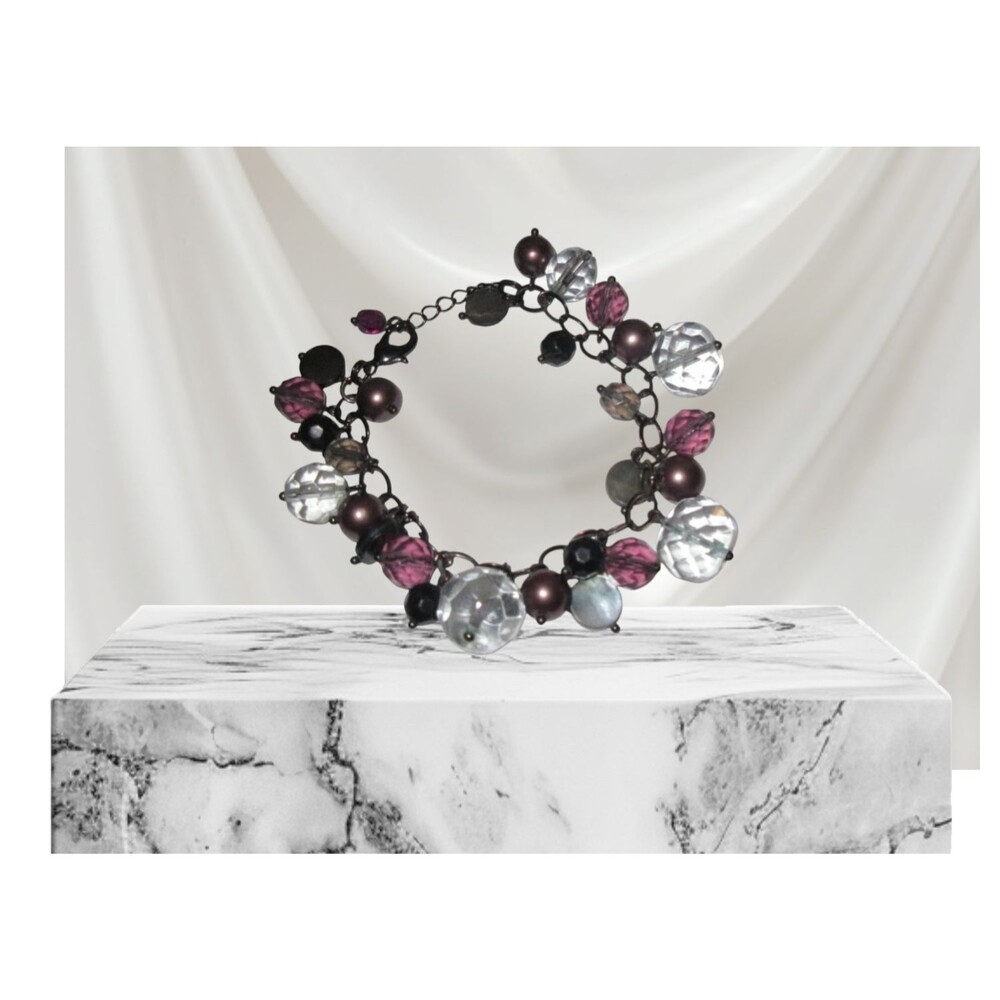 Awesome Multi-Color Bracelet - Purple, Clear & Ruby Beads